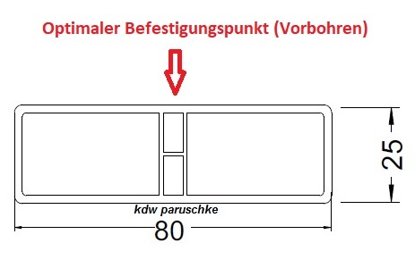 Montagepunkte Profil 80x25 - Schraube von auen durch das Profil in die Unterkonstruktion