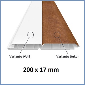 Kunststoffpaneele VP200/1NB in Weiss oder Dekor, Strke 17 mm