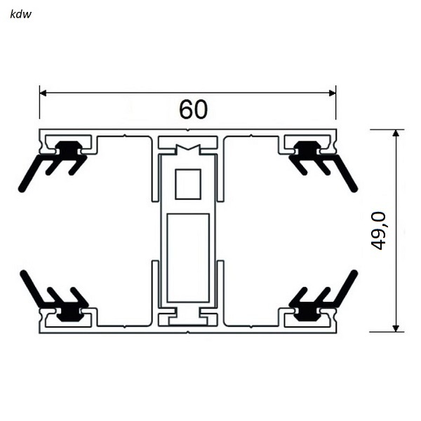 Abmessungen Mittelprofil 60 mm fr 32 mm Plattenstrke
