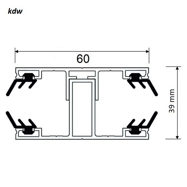Abmessungen Mittelprofil 60 mm fr 8 mm Plattenstrke