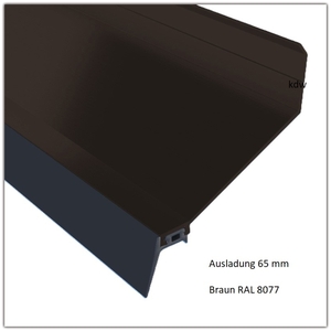 Wandanschluprofil in Braun mit Dichtung in Schwarz