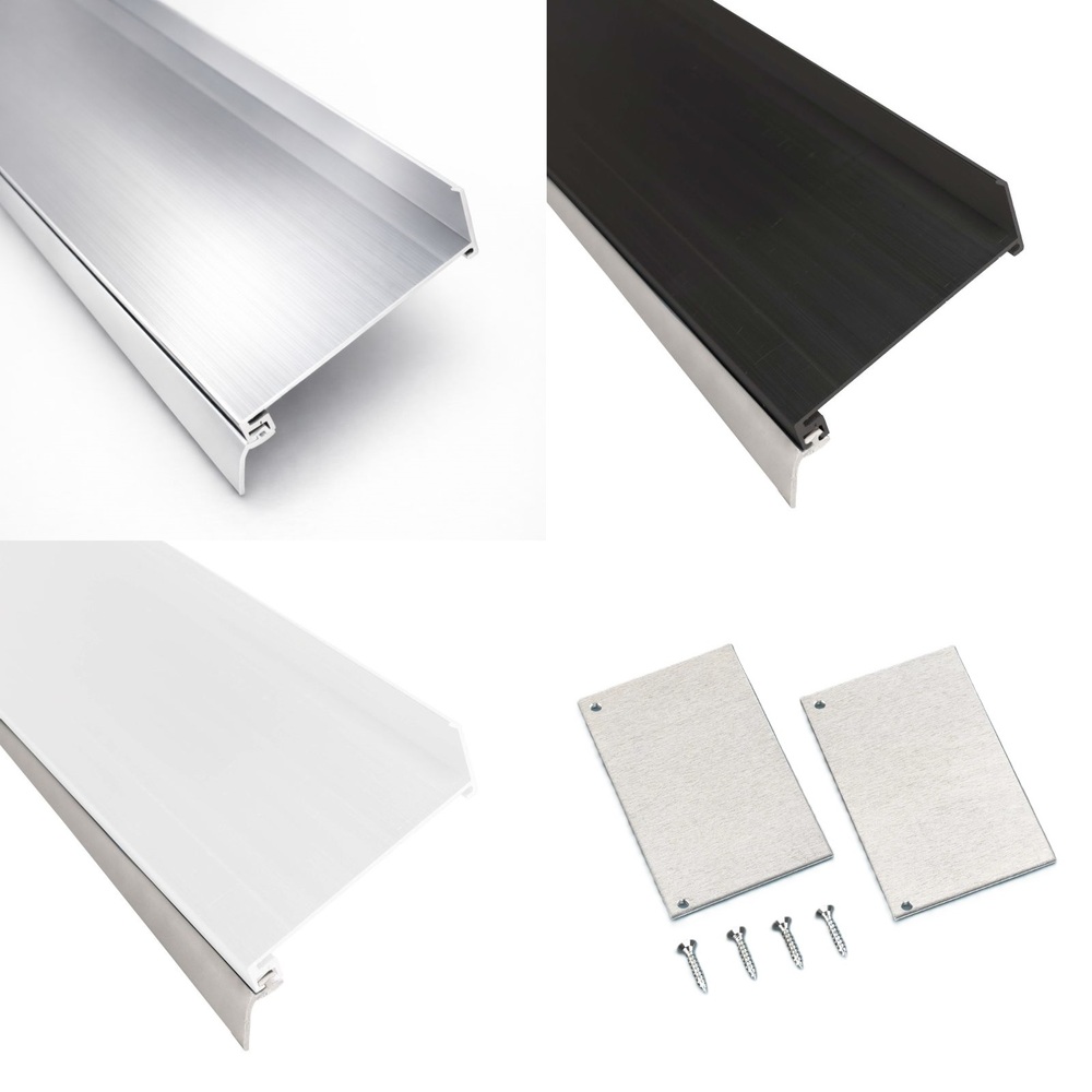 Wandanschlußprofile aus Aluminium mit Dichtung
