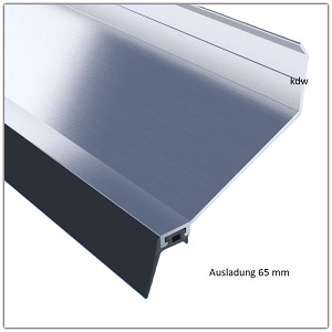 Wandanschluprofile mit Dichtung Ausladung: 65 mm