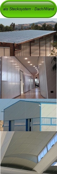 Lichtpaneele 40 mm für Wand - und Dachverglasungen aus Polycarbonat